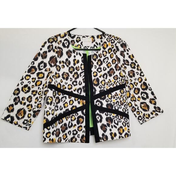 Line & Doc Women's Animal Print Blazer Jacket 3/4 Sleeve Size Medium - Picture 1 of 7